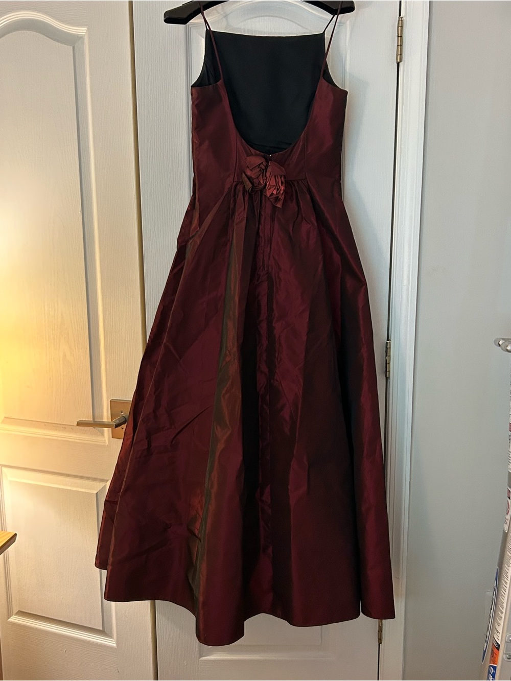 Scott McClintock Burgundy Satin A-Line Prom Dress - Picture 2 of 5